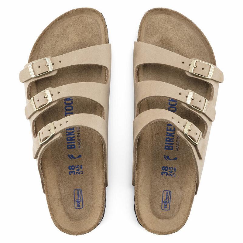 Birkenstock Fresh Soft Foot Bed Nubuck Florida Dame Beige | DK 454QMA